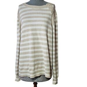 Lane Bryant Cream Stripped Sweater Size 18
